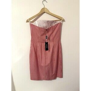 Michael KORS Vintage Gingham Red White Sleeveless Plaid Dress US 8 Italy NWT 90s